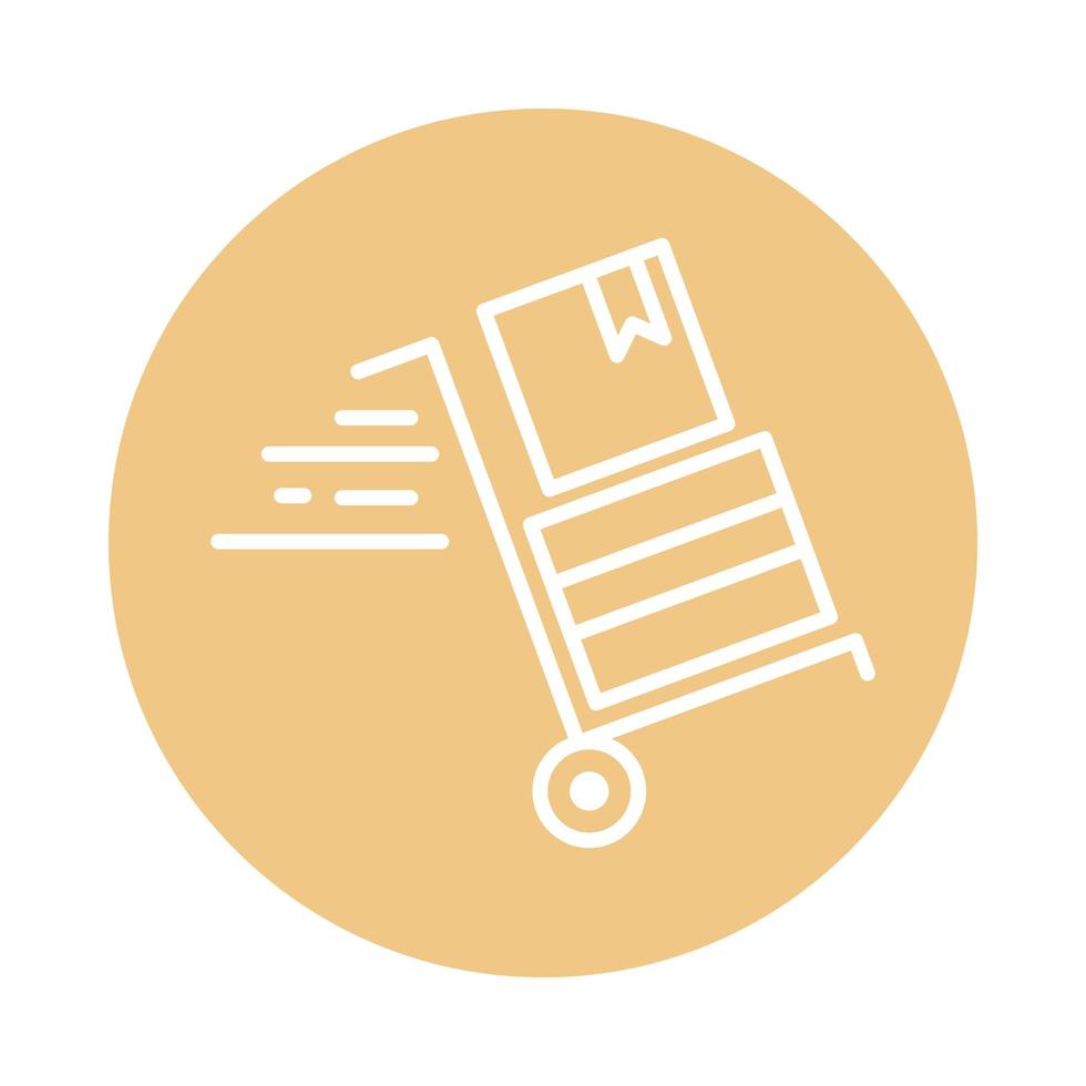 handcart cardboard box delivery cargo shipping block style icon vector