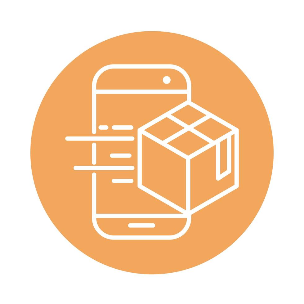 smartphone app box cargo shipping related delivery block style icon vector