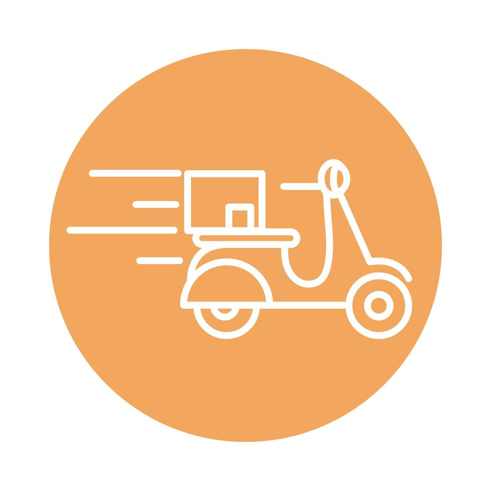 fast motorcycle with box transport cargo shipping related delivery block style icon vector