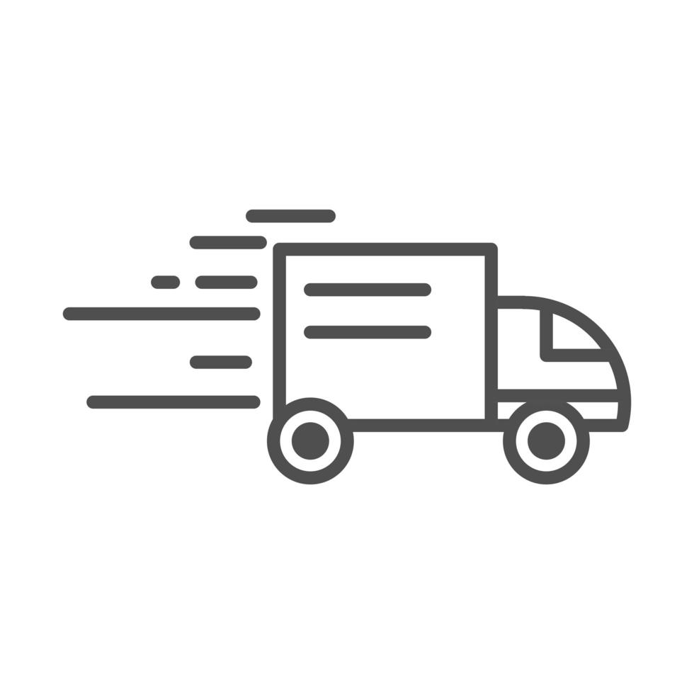 icono de estilo de línea de entrega relacionada con el envío de carga de transporte rápido vector