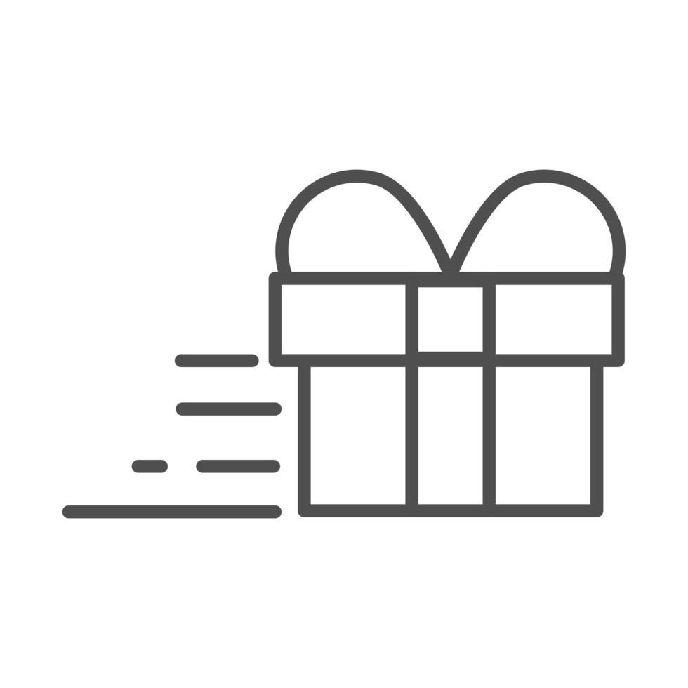 caja de regalo, compras, carga, envío, relacionado, entrega, línea, estilo, icono vector