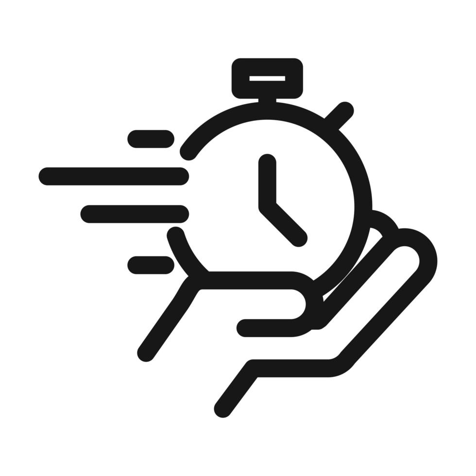 hand with chronometer delivery cargo service logistic line style icon vector