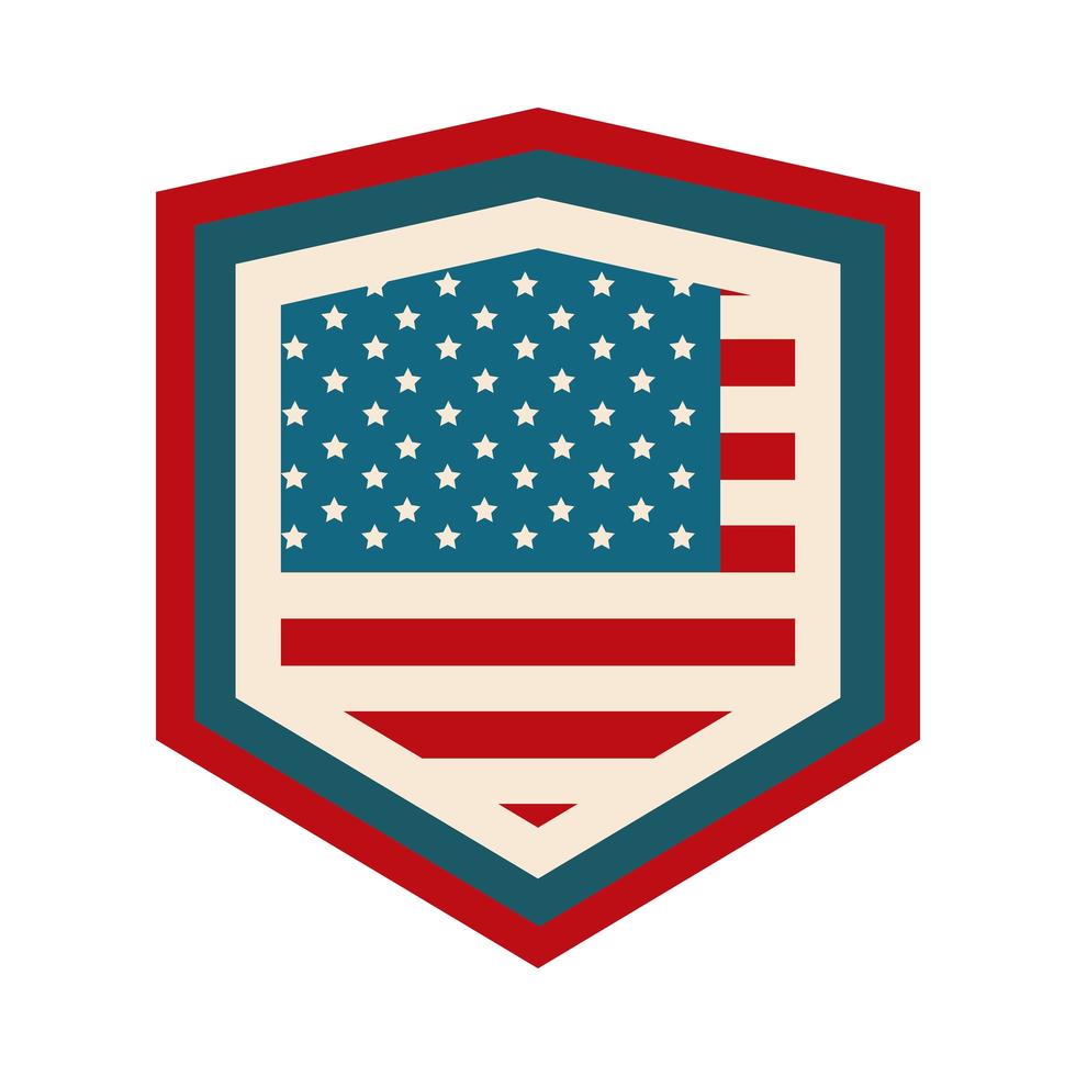 happy independence day american flag shield patriotism design flat style icon vector