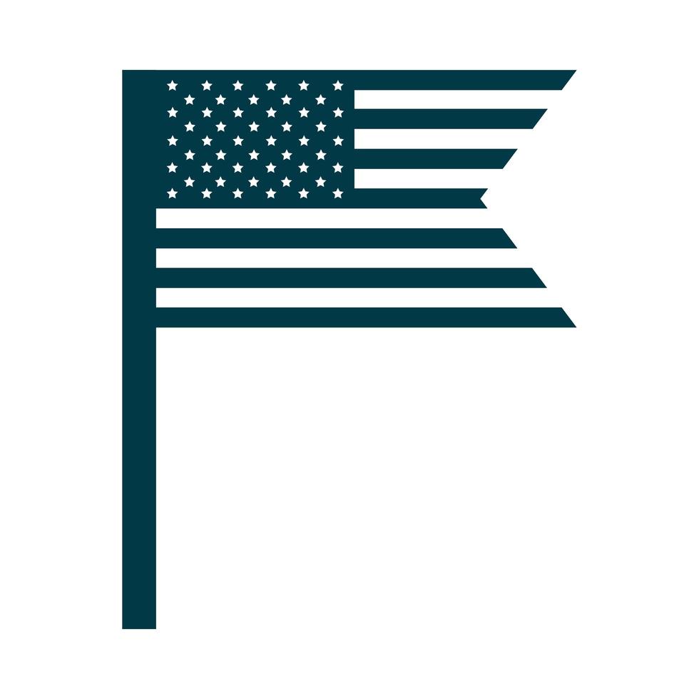 happy independence day american flag in pole national symbol silhouette style icon vector