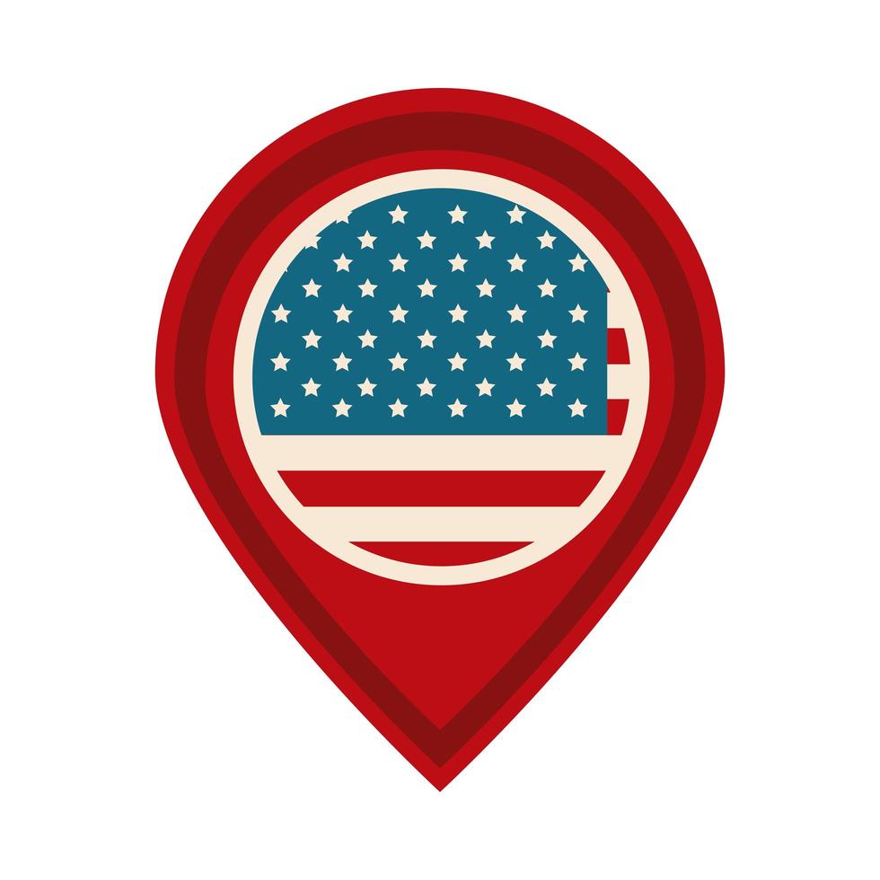 happy independence day american flag in navigation pointer flat style icon vector