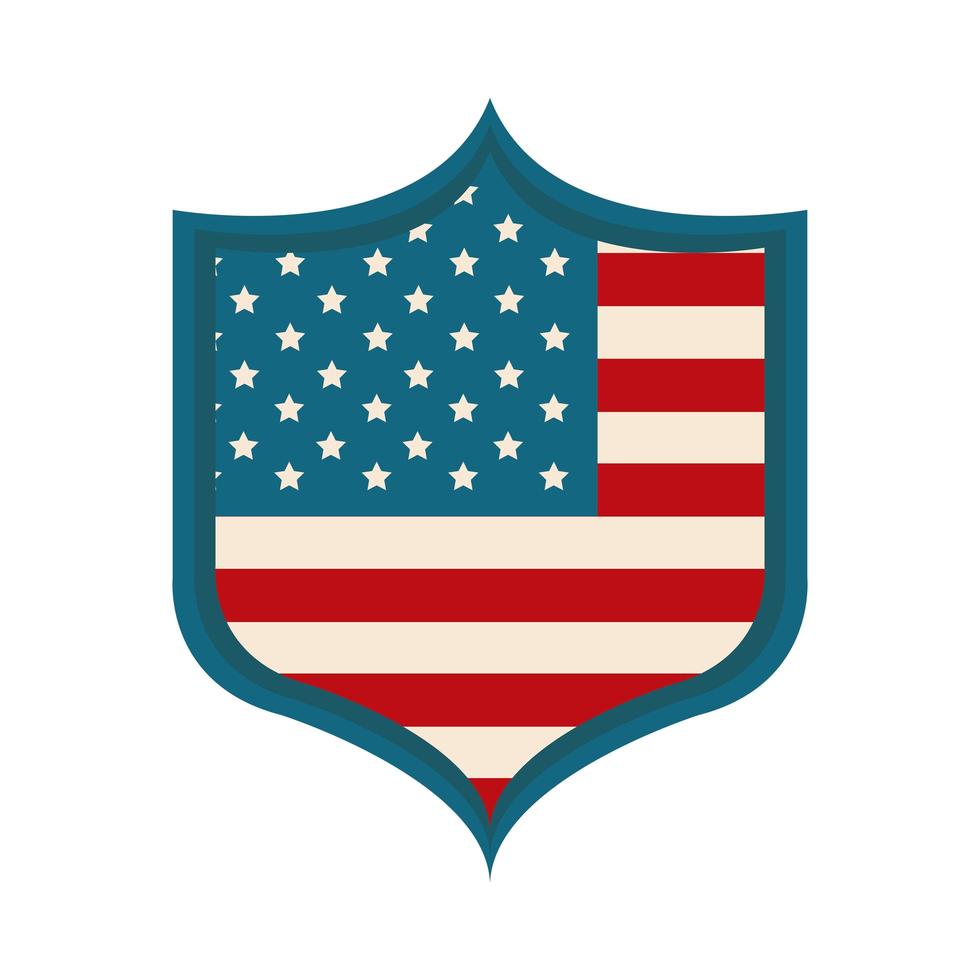 feliz día de la independencia bandera americana emblema de la libertad icono de estilo plano vector