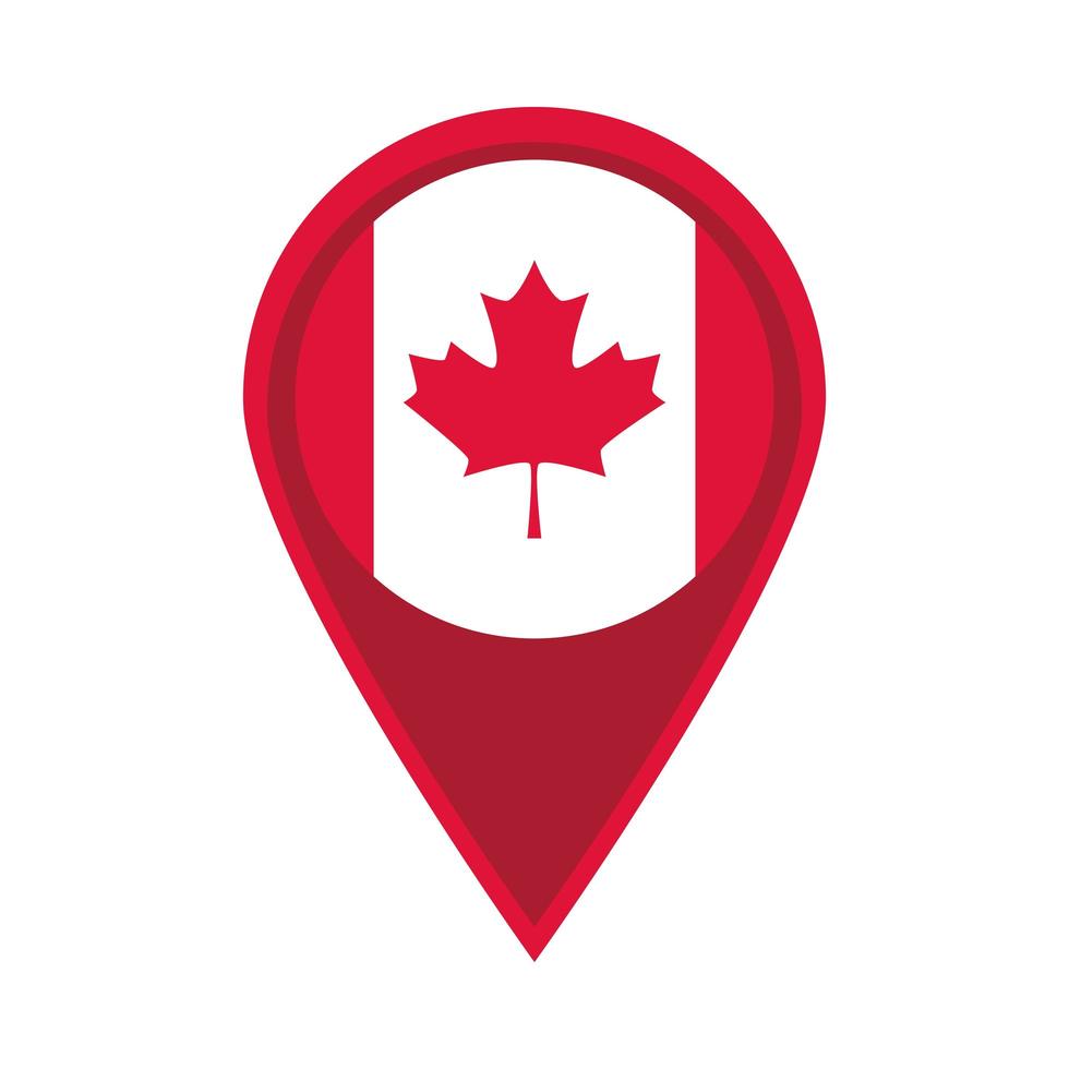día de canadá bandera canadiense en icono de estilo plano de pin de navegación vector