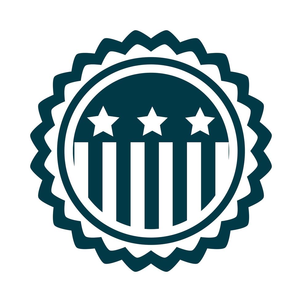 feliz día de la independencia bandera americana insignia emblema libertad silueta estilo icono vector