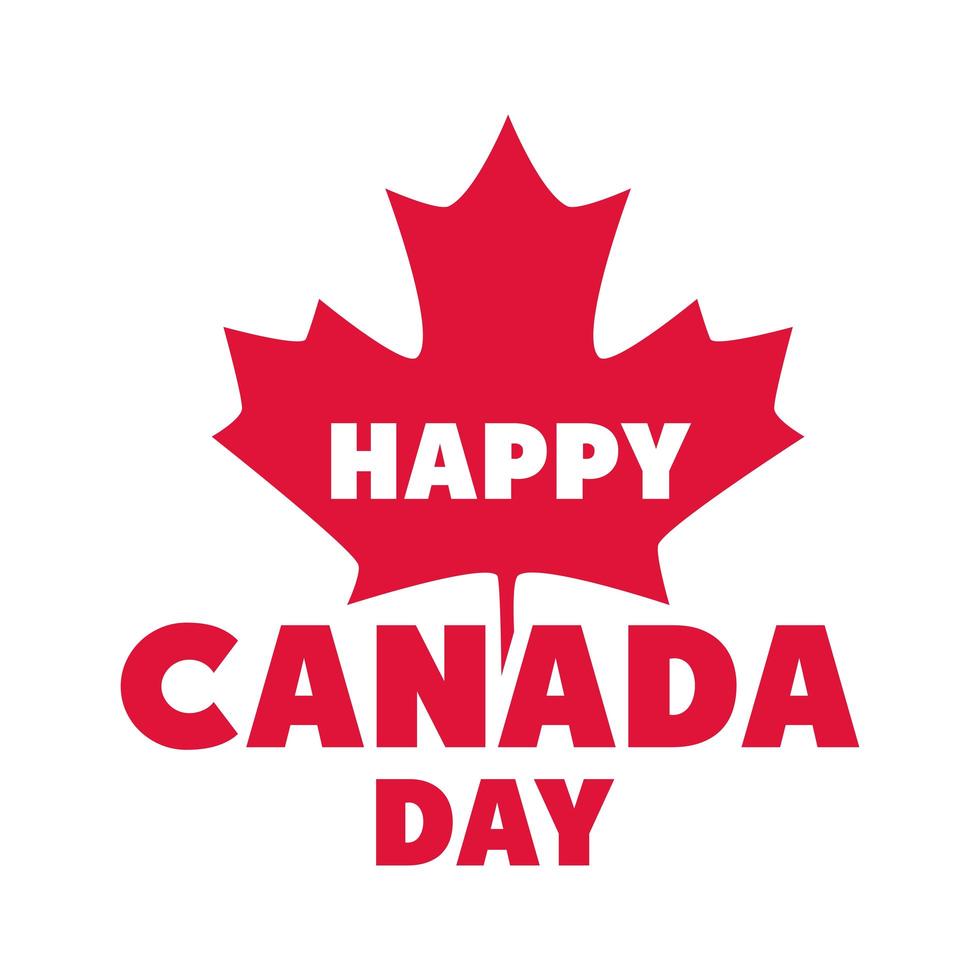 canada day phrase red maple leaf memorial celebration flat style icon vector
