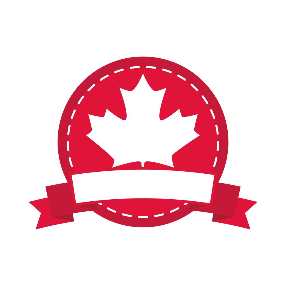 día de canadá hoja de arce bandera canadiense diseño de etiqueta de color icono de estilo plano vector
