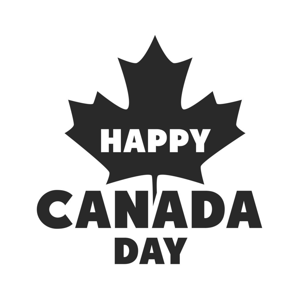 canada day phrase red maple leaf memorial celebration silhouette style icon vector