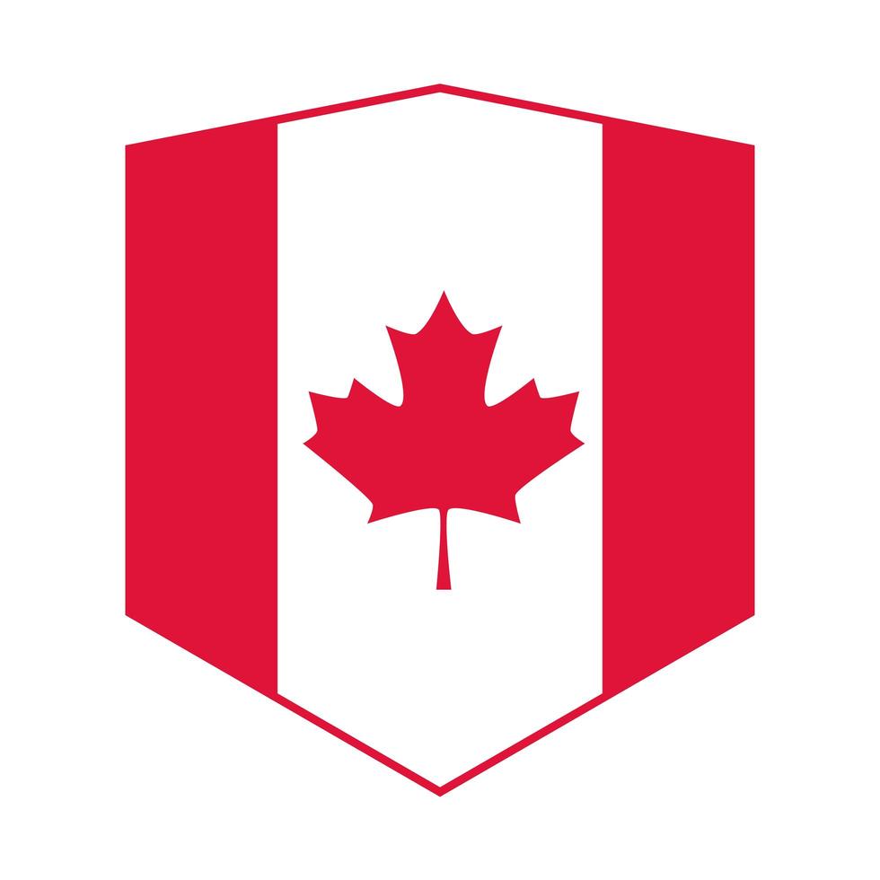 canada day canadian flag maple leaf shield emblem flat style icon vector