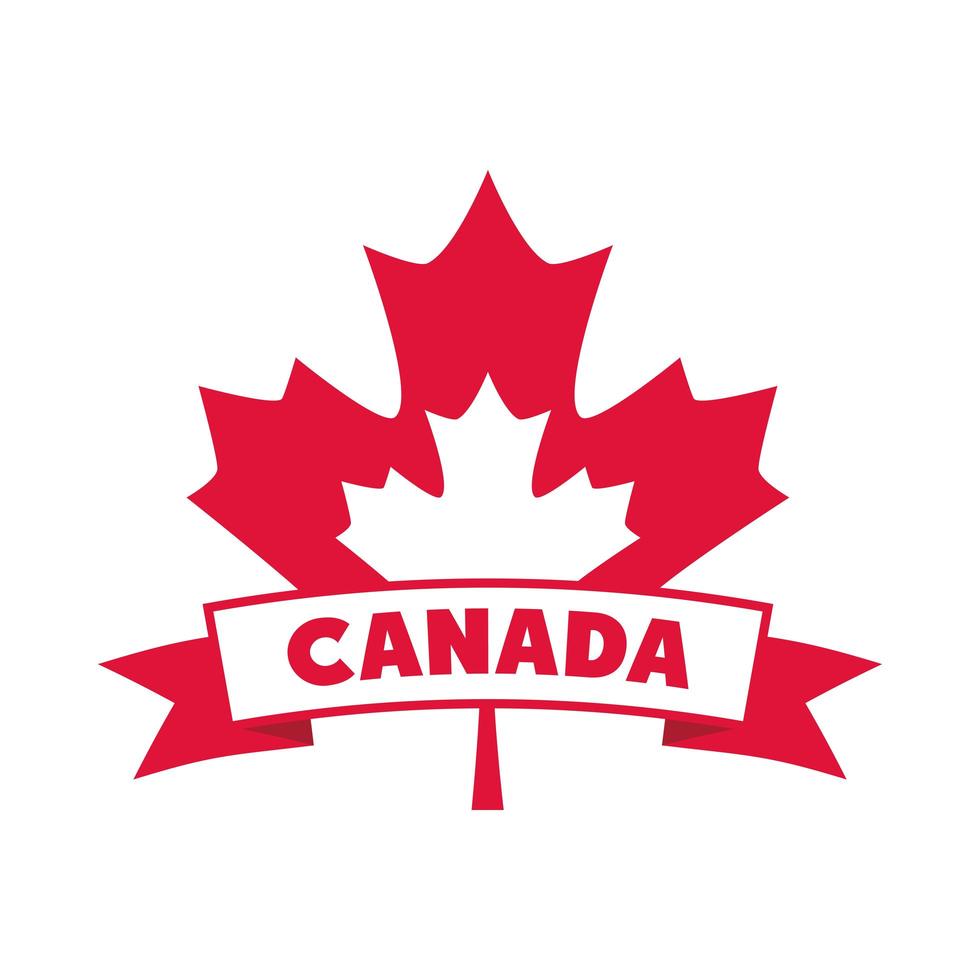 canada day maple leaf freedom patriotism banner flat style icon vector