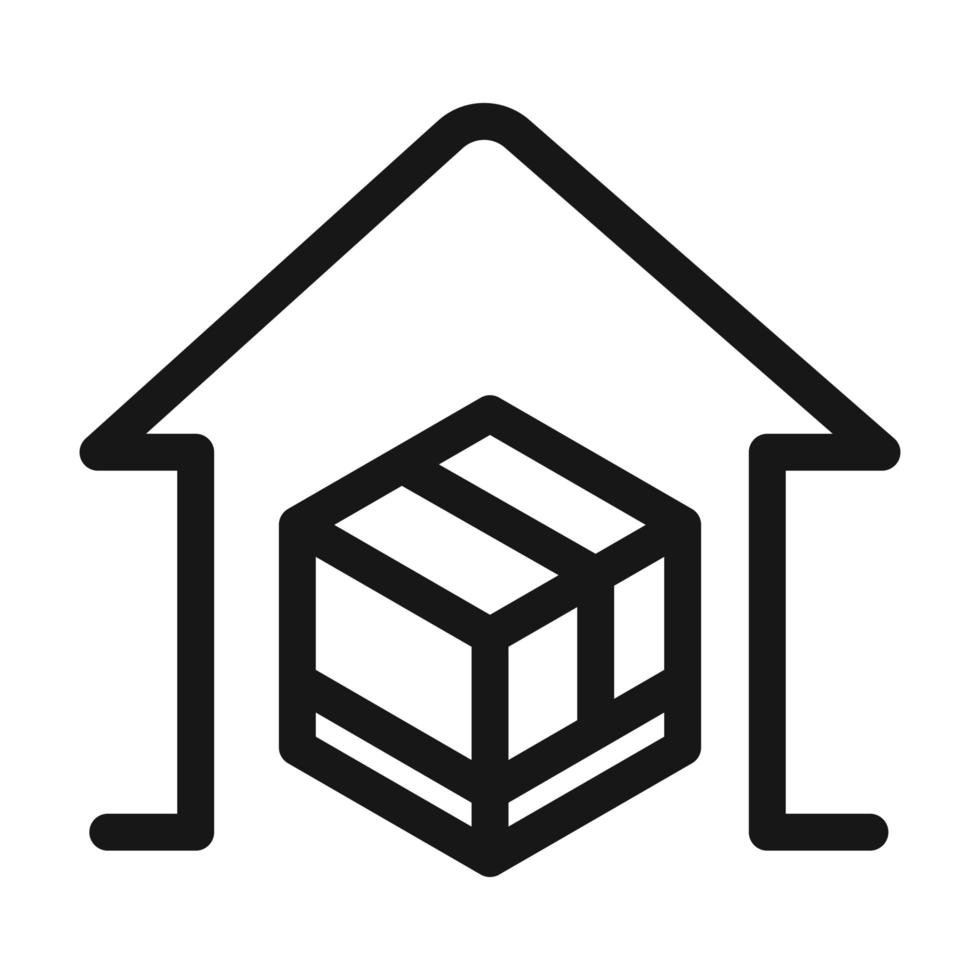 delivery cargo service logistic cardboard box in house line style icon vector