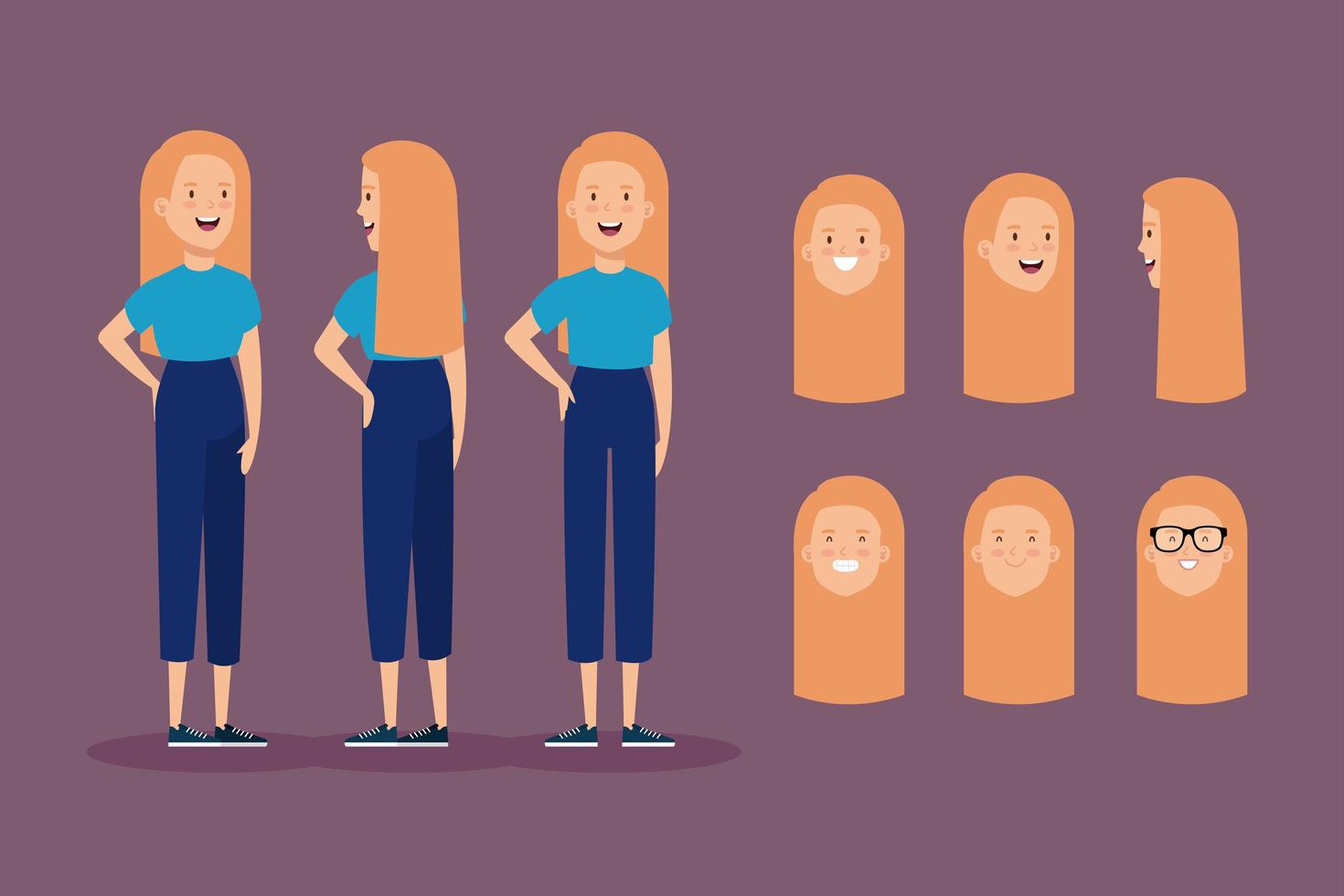 young woman with blonde hair and heads set vector