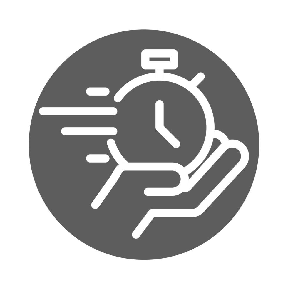 hand with chronometer delivery cargo service logistic block style icon vector