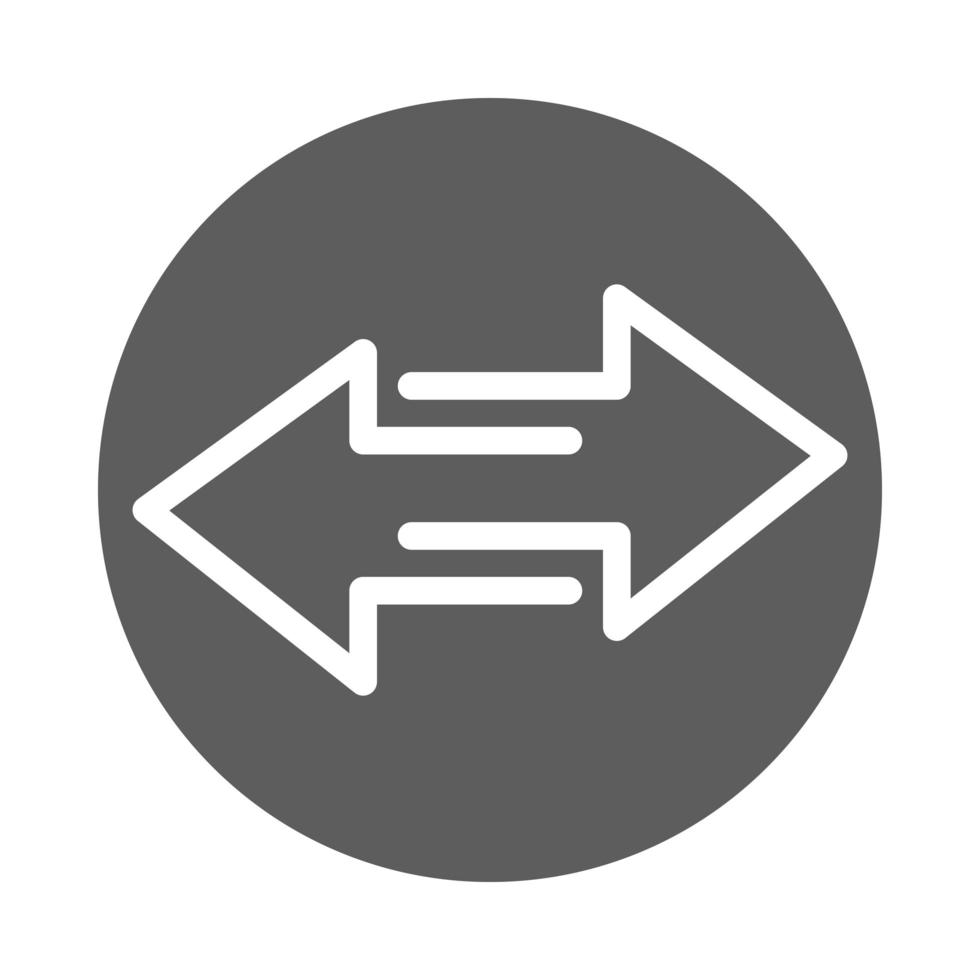 two arrows pointing in different directions block style icon vector