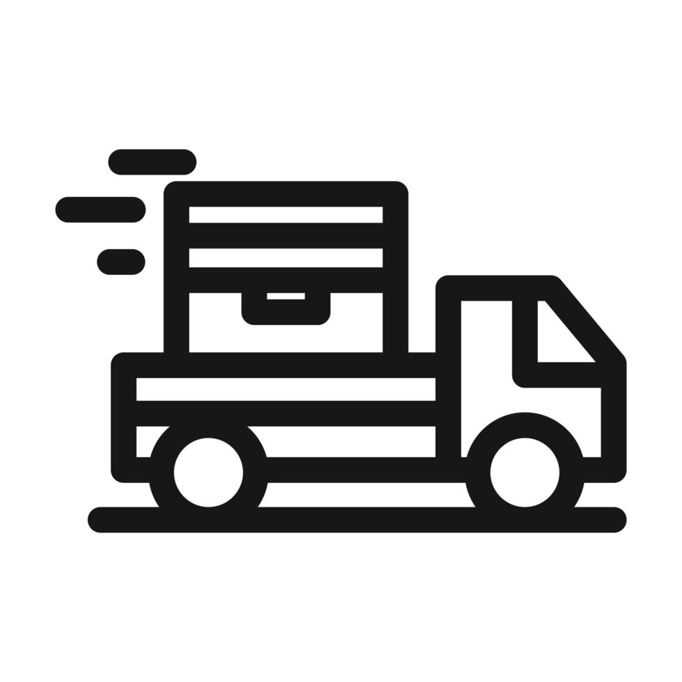 camión con entrega de paquetes servicio de carga icono de estilo de línea logística vector