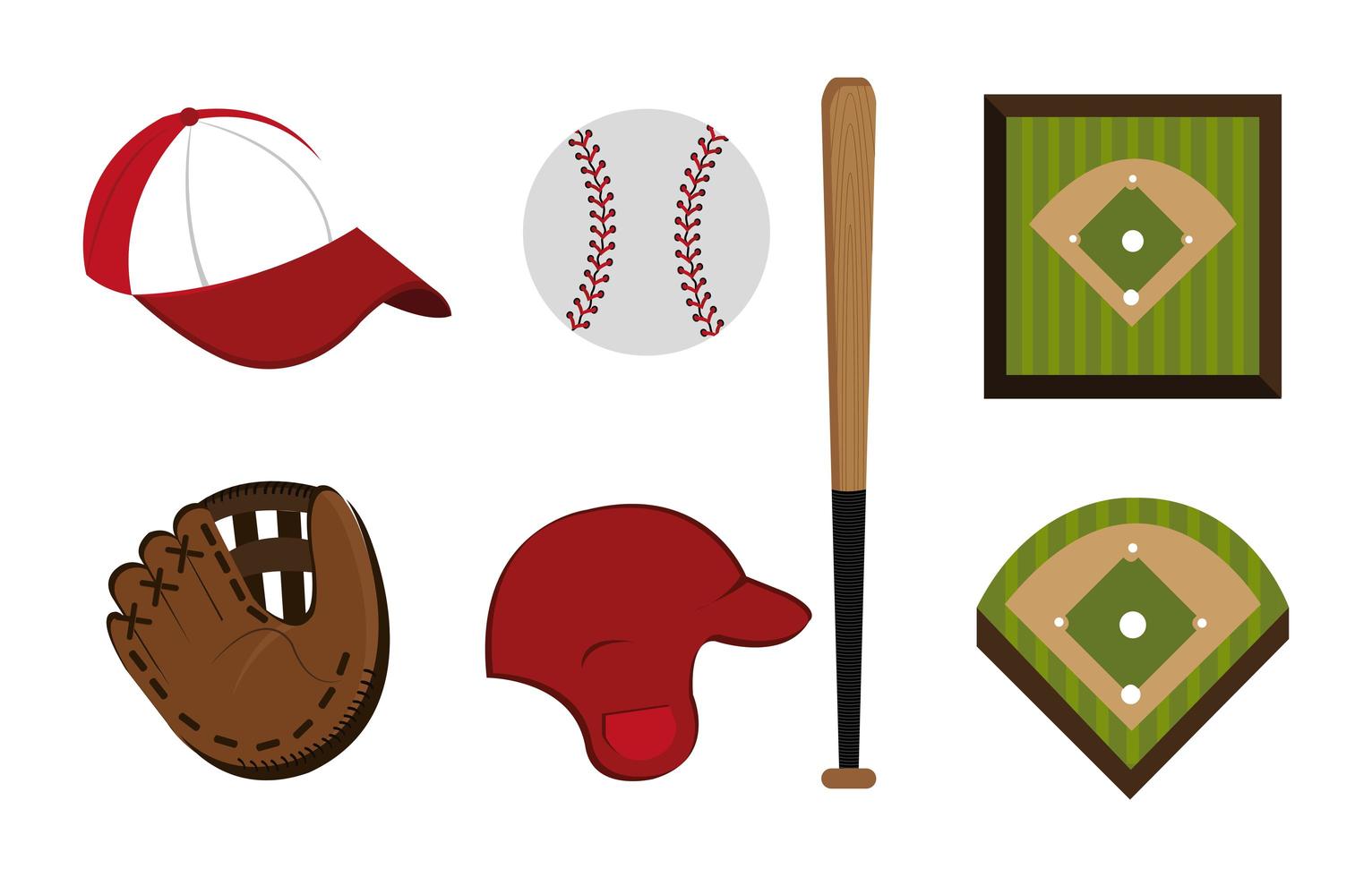 bundle of baseball icons vector