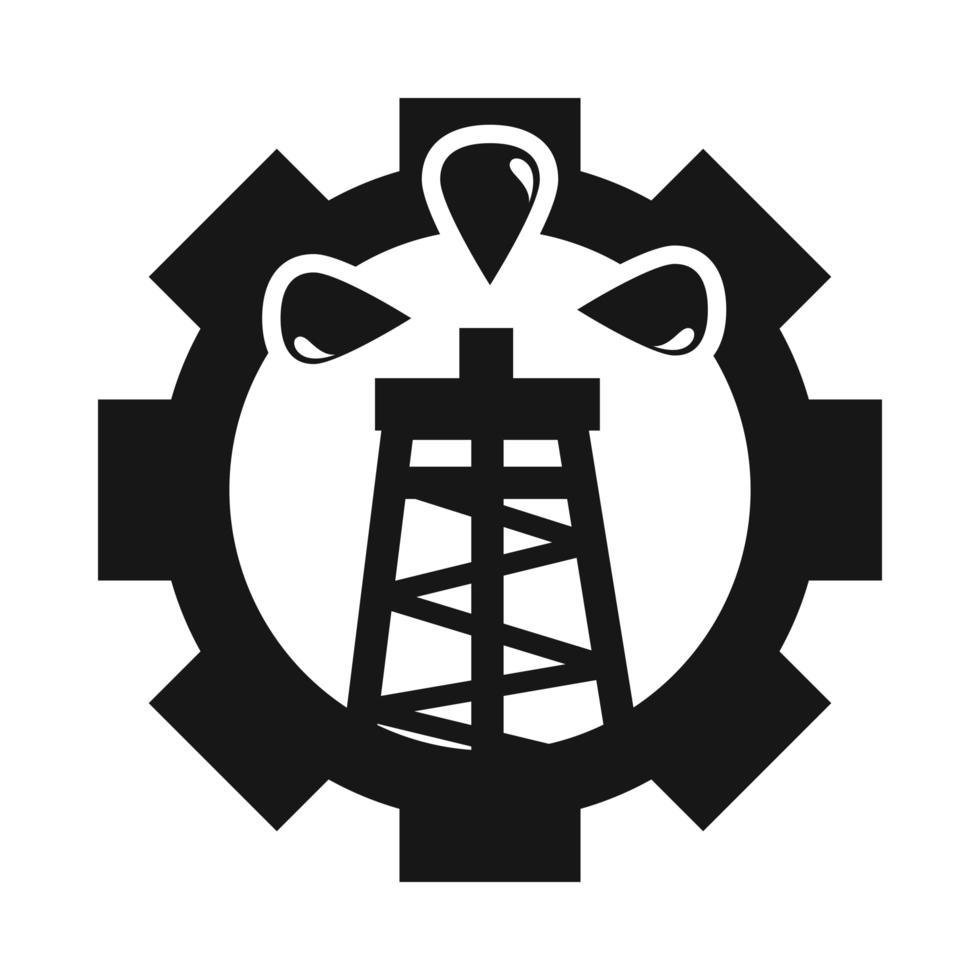 oil pump gear work trade crisis economy oil price crash silhouette style icon vector