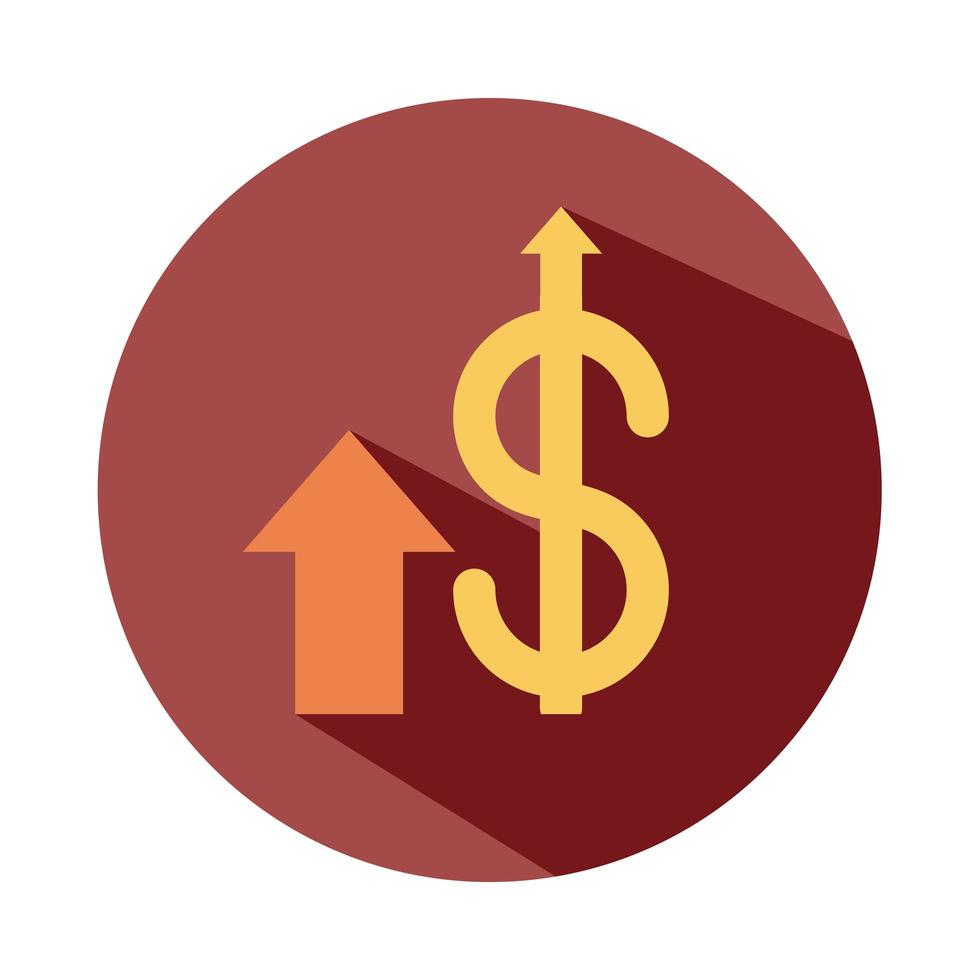 money up arrow statistics market rising food prices block style icon vector