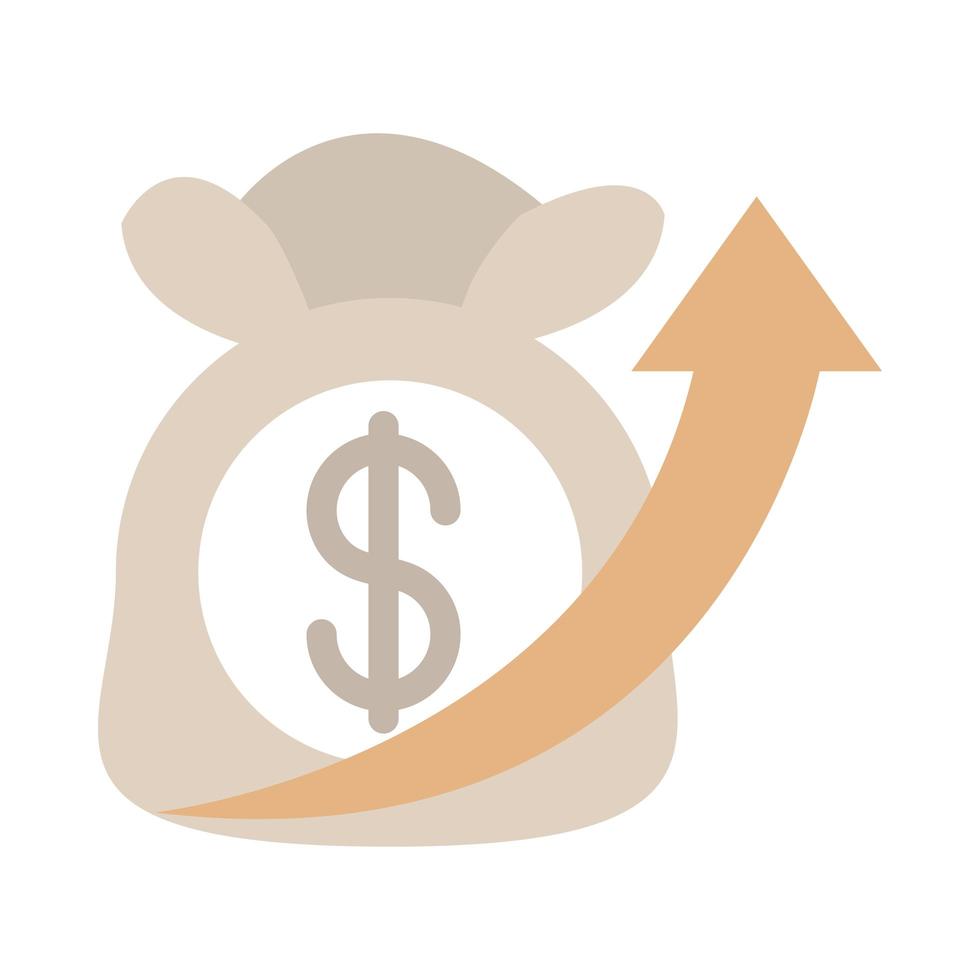 money bag going up arrow rising food prices flat style icon vector