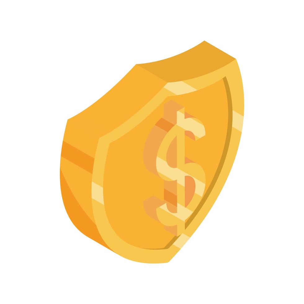 online shopping money shield security isometric isolated icon vector
