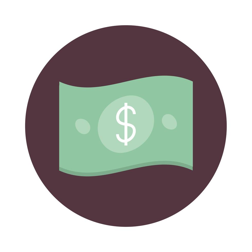 mobile banking money banknote currency cash block style icon vector