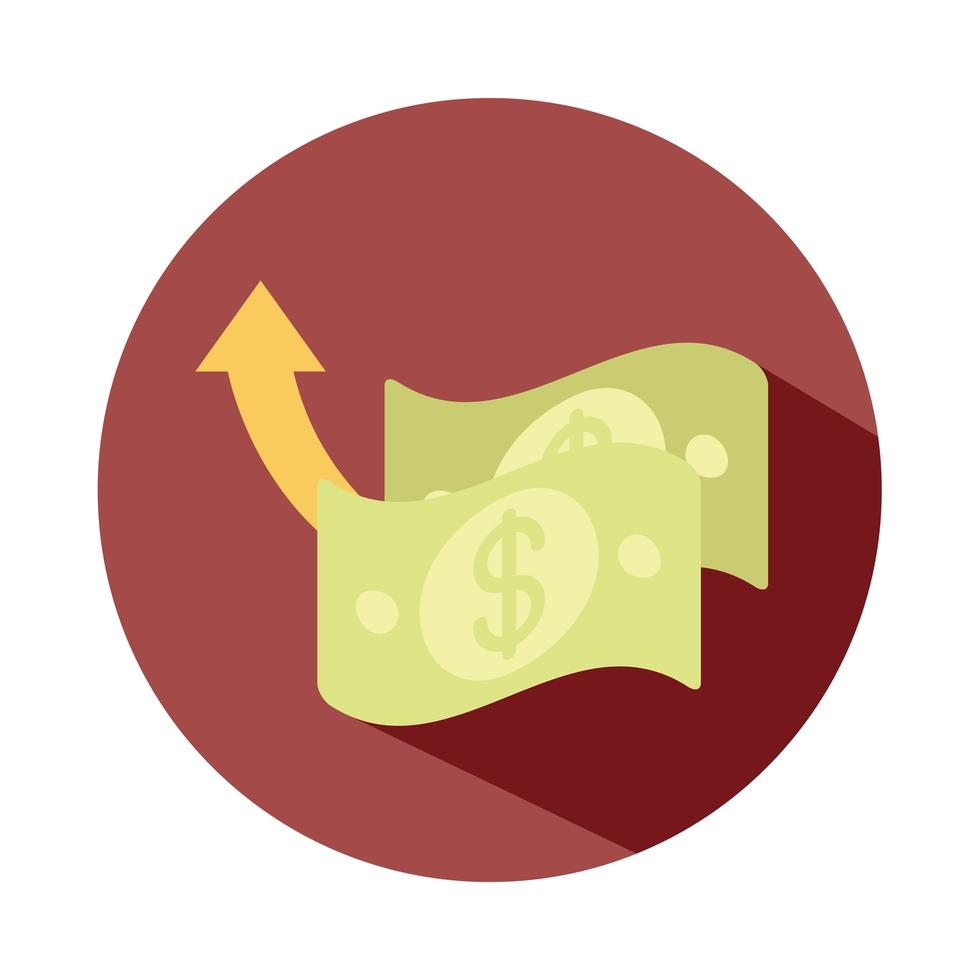 bills money market going up arrow rising food prices block style icon vector