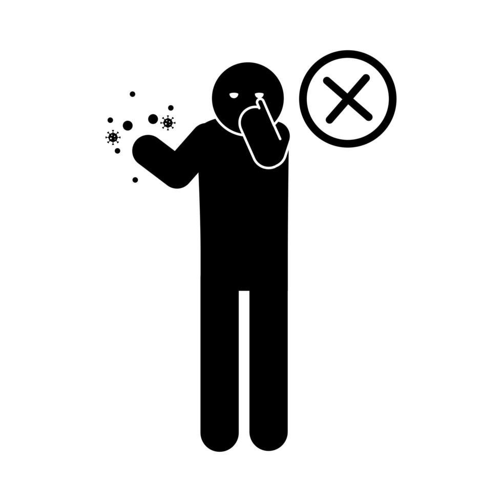 coronavirus covid 19 avoid touching your eyes health pictogram silhouette style icon vector