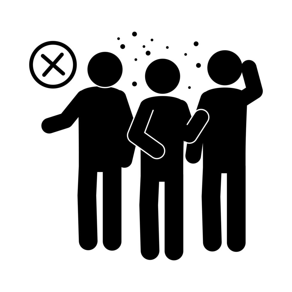 coronavirus covid 19 avoid crowded places prevent health pictogram silhouette style icon vector