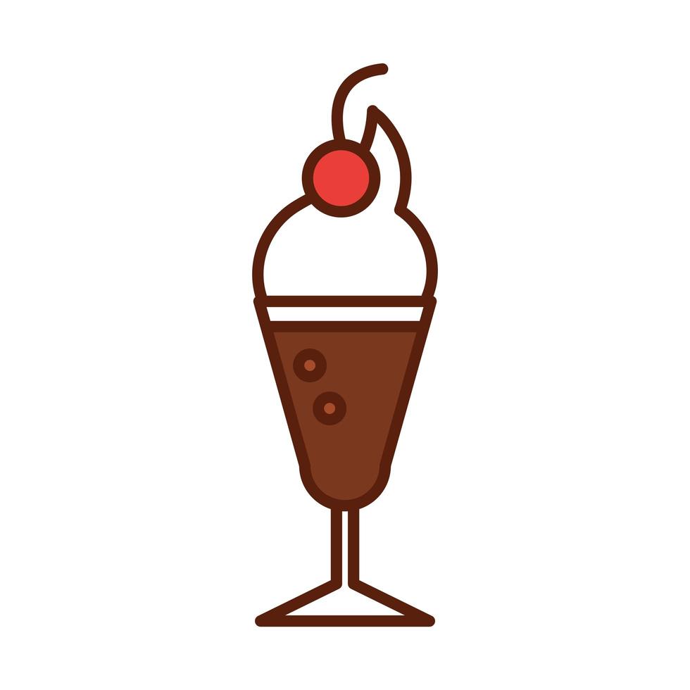 fast food milkshake with fruit dinner and menu tasty meal and unhealthy line and fill icon vector