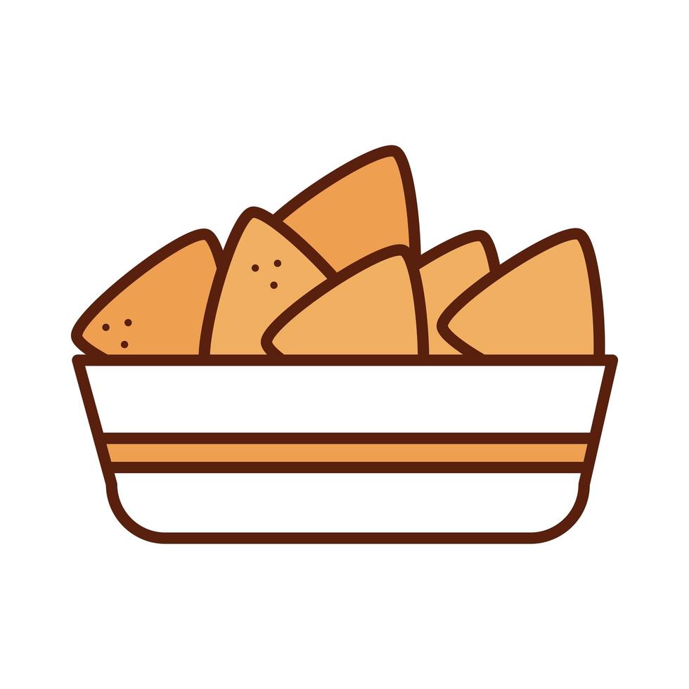 fast food nachos dinner and menu tasty meal and unhealthy line and fill icon vector