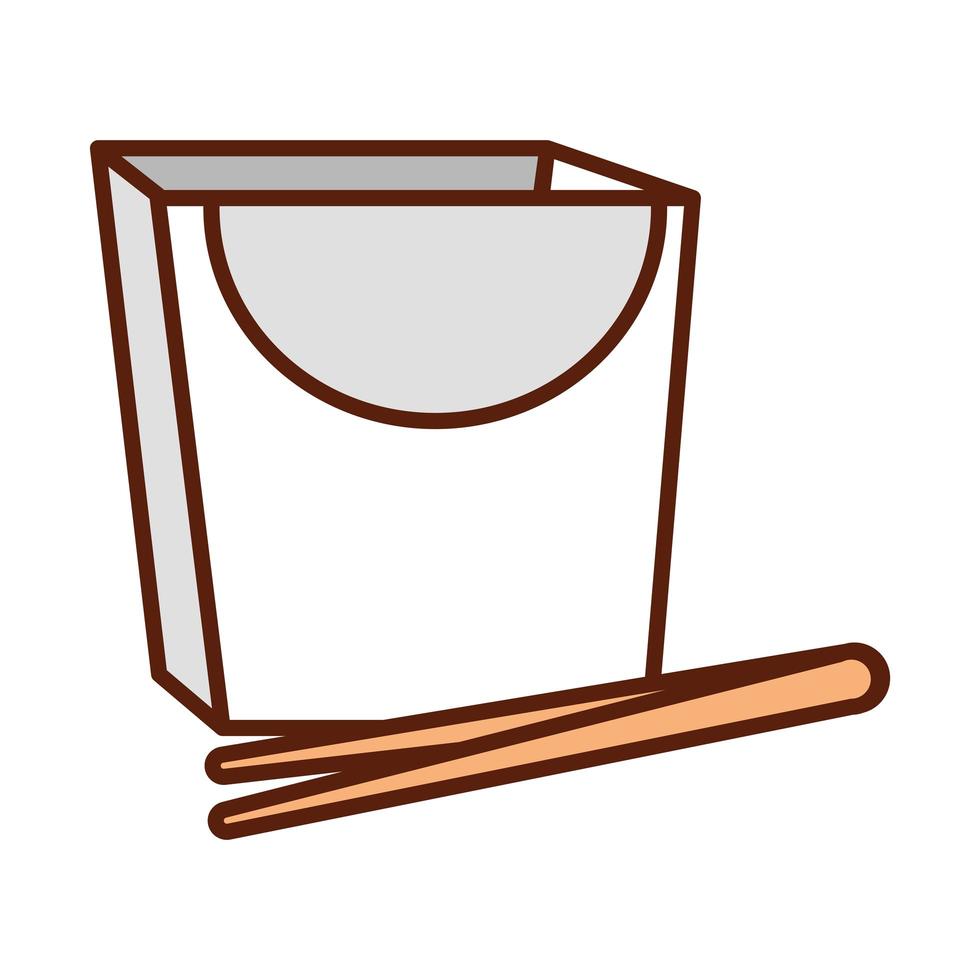 box with chopsticks package line and fill icon vector