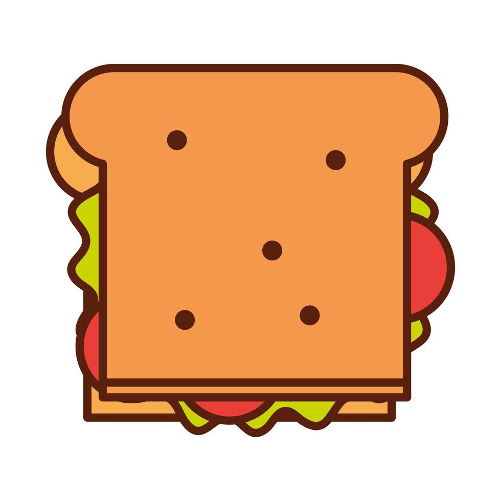 fast food sandwich lunch and menu tasty meal and unhealthy line and fill icon vector
