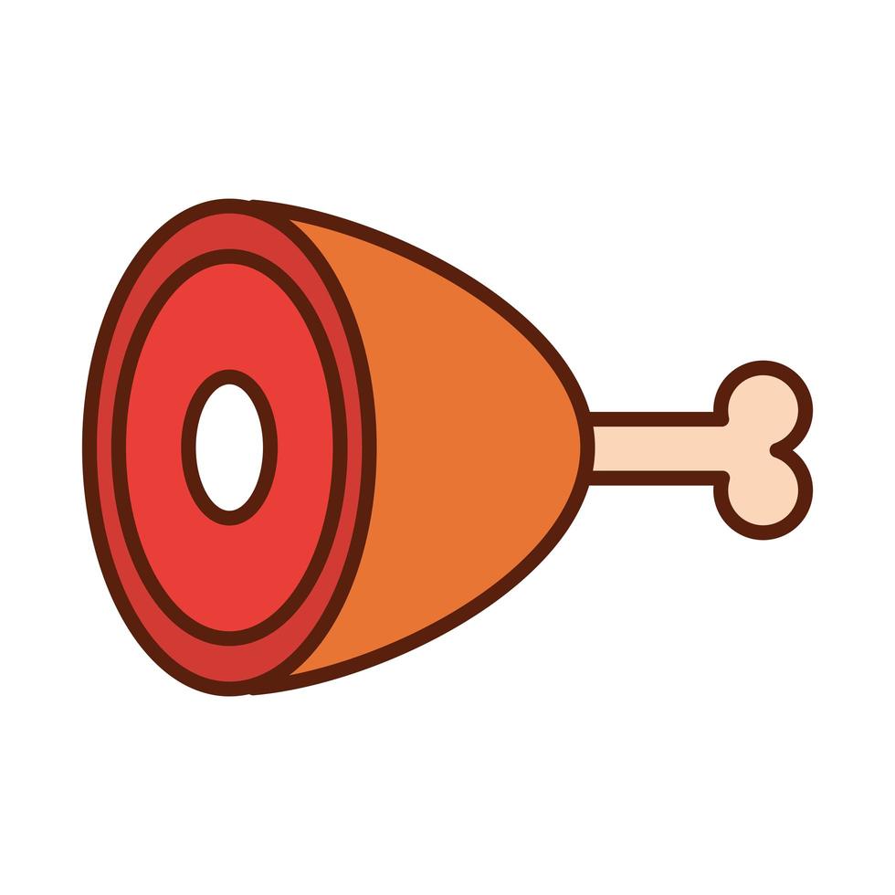 fast food pork leg dinner and menu tasty meal and unhealthy line and fill icon vector