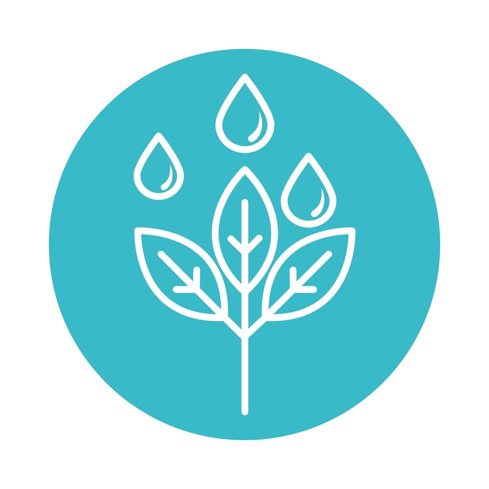 growing plant with water drops nature liquid blue block style icon vector