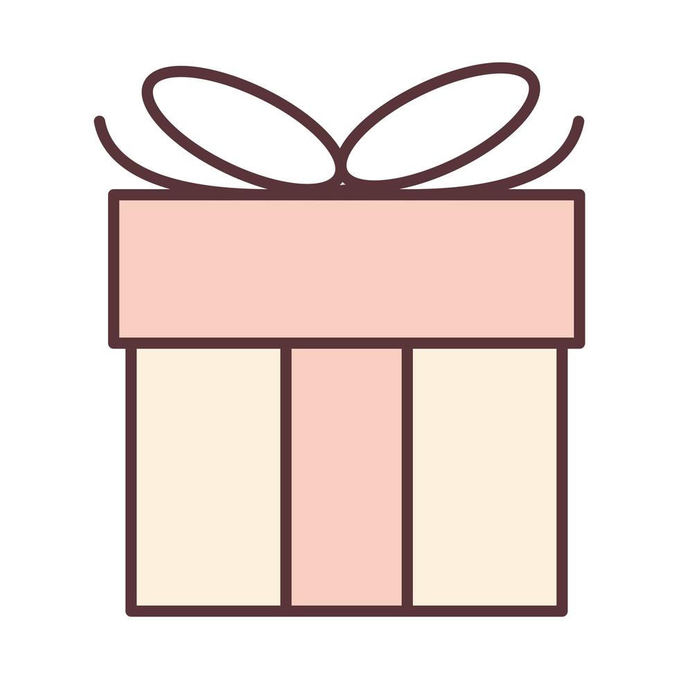 bebé caja de regalo celebración bienvenido recién nacido plantilla de invitación línea e icono de diseño de relleno vector
