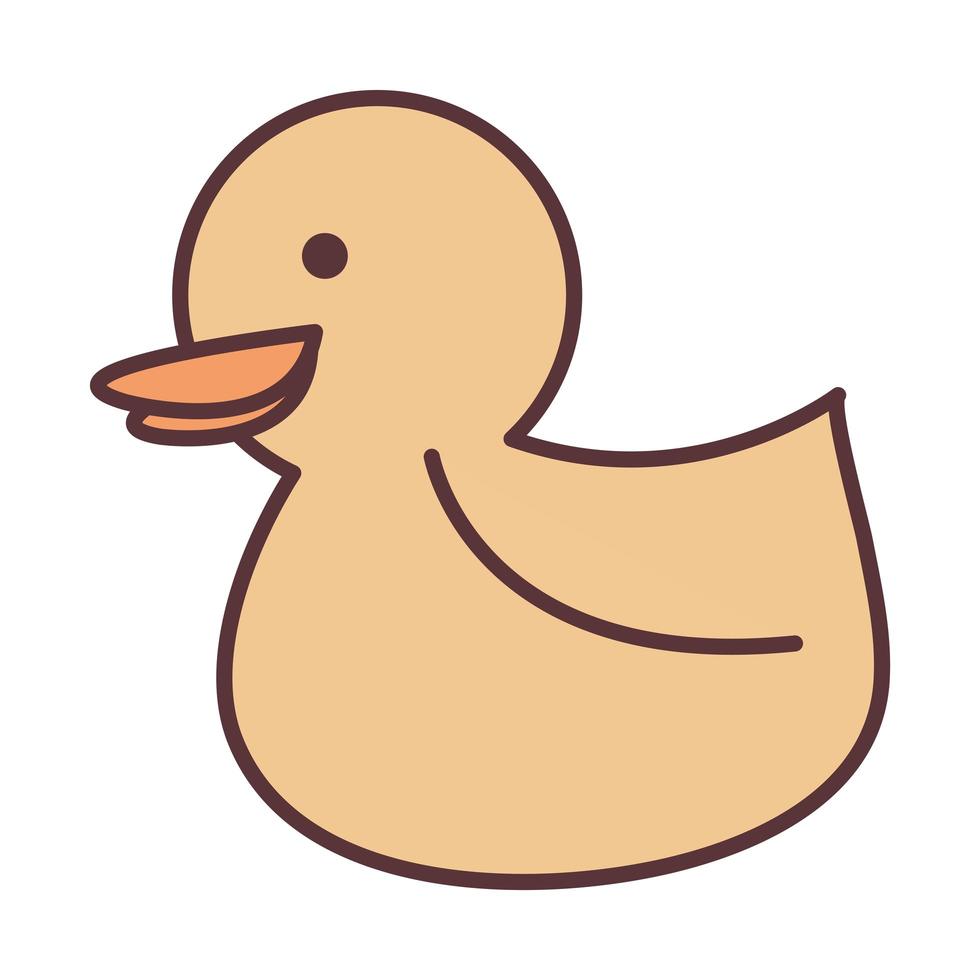 bebé pato de goma juguete objeto recién nacido plantilla de línea y relleno icono de diseño vector