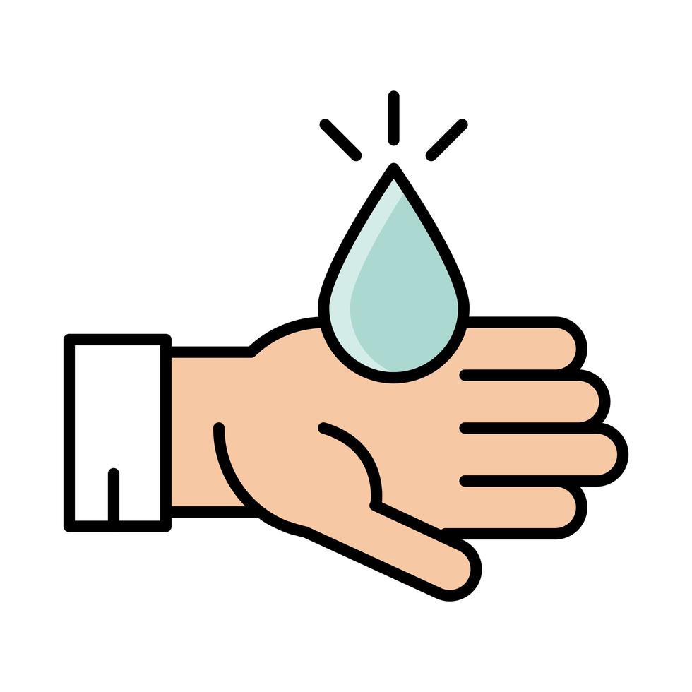 fast hand with water eid mubarak islamic religious celebration line and fill icon vector