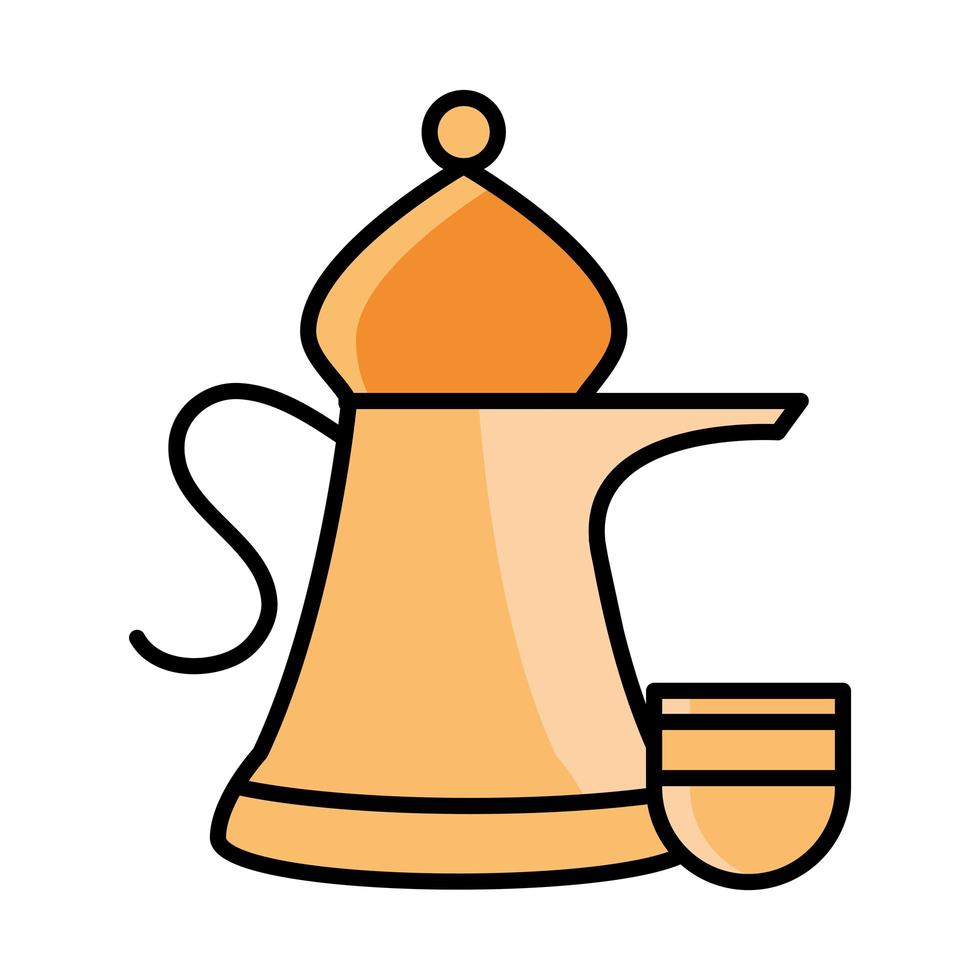 jug and cup clay kitchen line and fill icon vector