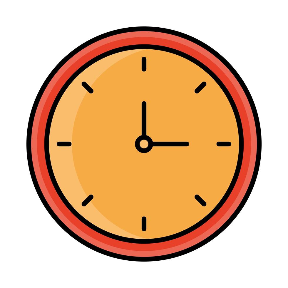 round clock time line and fill style icon vector