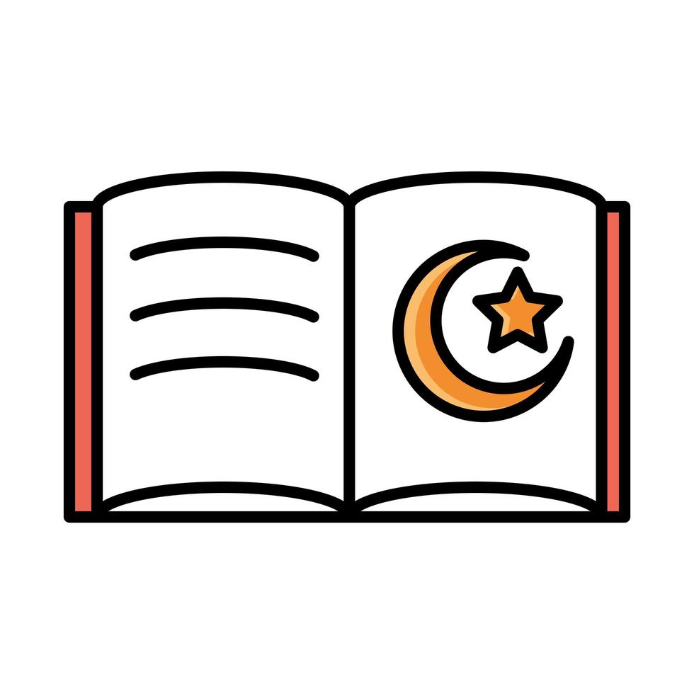 sacred book eid mubarak islamic religious celebration line and fill icon vector