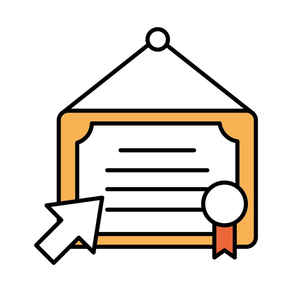 online education virtual graduation certificate click website and mobile training courses line and fill icon vector