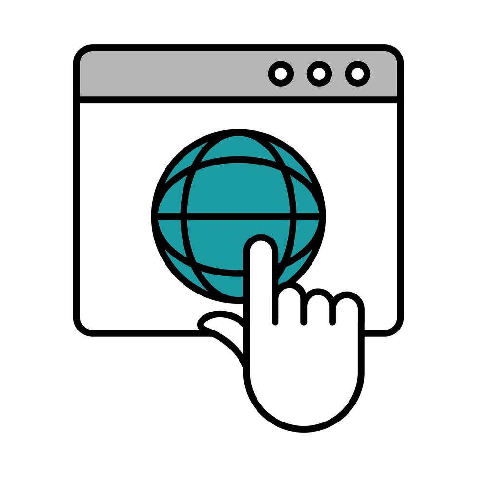 online education clicking world website mobile training courses line and fill icon vector