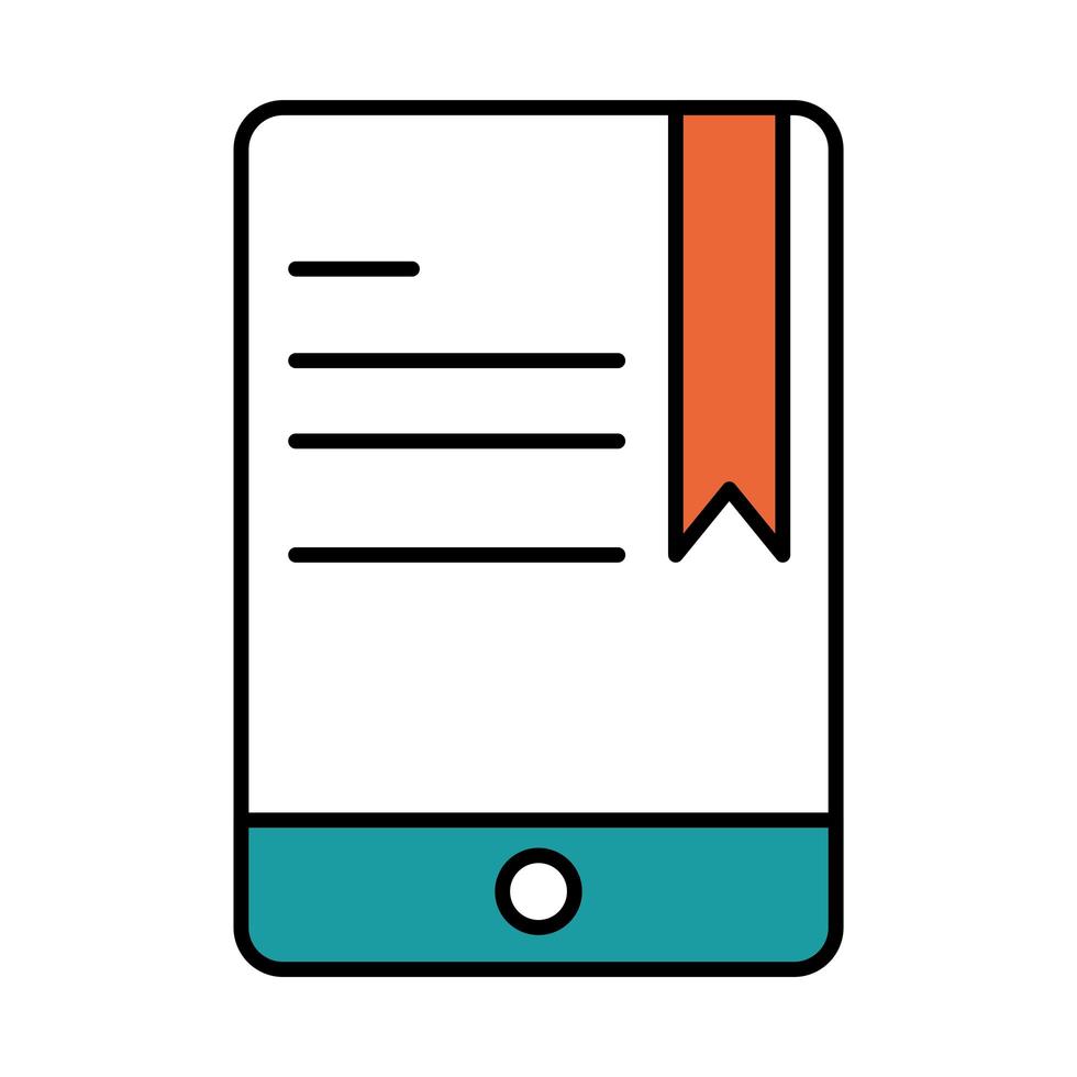 online education smartphone device book website and mobile training courses line and fill icon vector