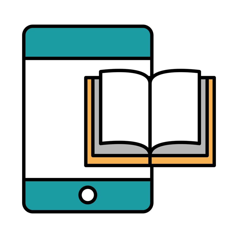 online education smartphone book class website and mobile training courses line and fill icon vector