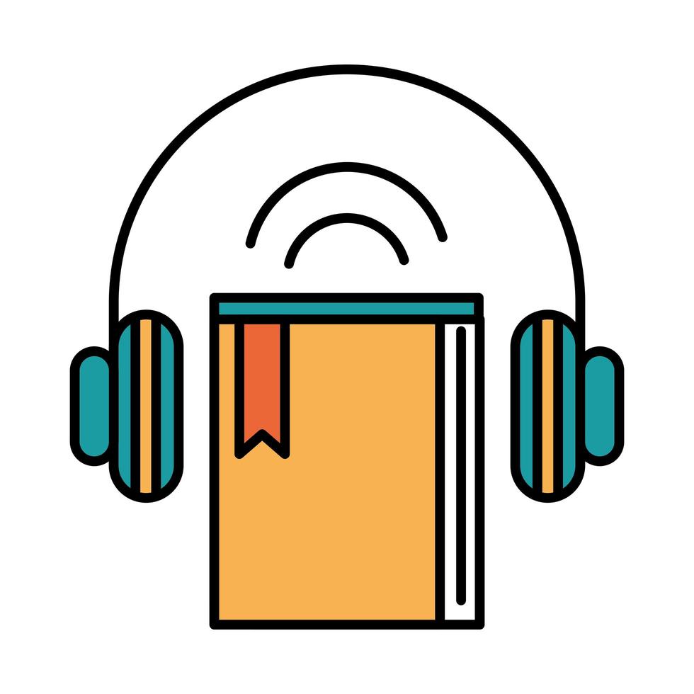 online education audio book learning website and mobile training courses line and fill icon vector