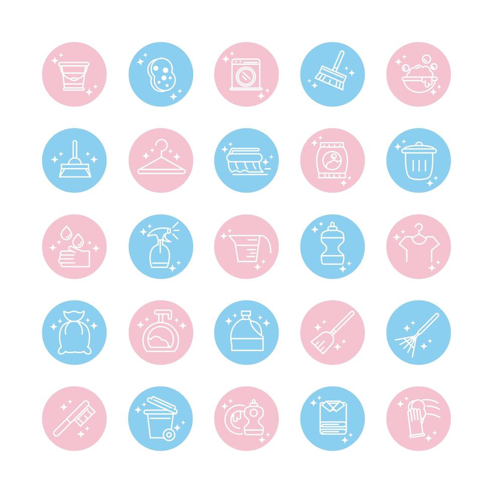 cleaning domestic hygiene icons set domestic hygiene block color style icon vector