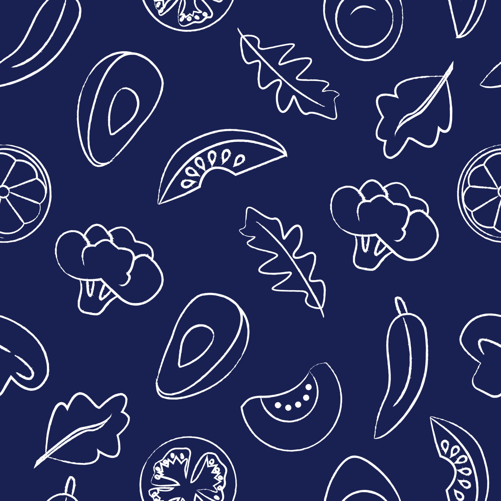 Seamless pattern with food on dark blue background 2554852 Vector Art